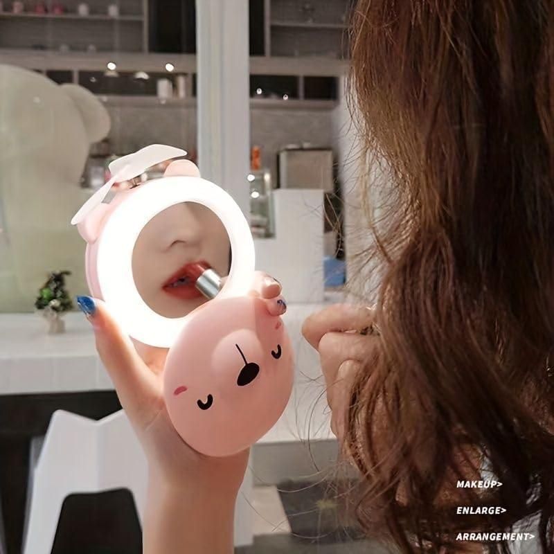 Kartsyy Cute Pig LED Mirror Fan