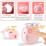 Kartsyy Cute Pig LED Mirror Fan