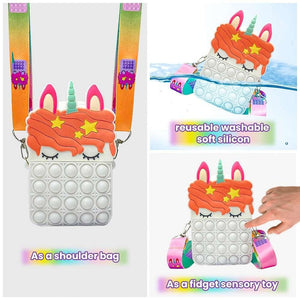 Kartsyy Pop It Unicorn Sling Bag for Girls