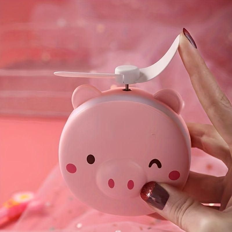 Kartsyy Cute Pig LED Mirror Fan