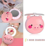 Kartsyy Cute Pig LED Mirror Fan