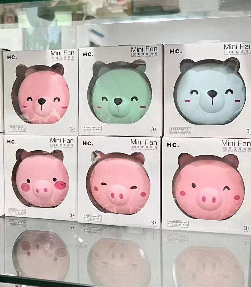 Kartsyy Cute Pig LED Mirror Fan