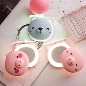 Kartsyy Cute Pig LED Mirror Fan
